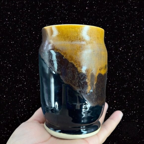 Hand Made Studio Art Pottery Coffee Cup Mug Marked Beeds Pottery Drip Glaze Larg - Picture 13 of 13